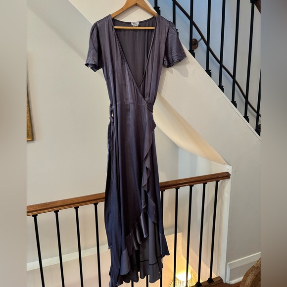 BHLDN Ghost London Phoebe Dress - Blue/Purple/Grey Silky Gown - Size S/M - Picture 3 of 13